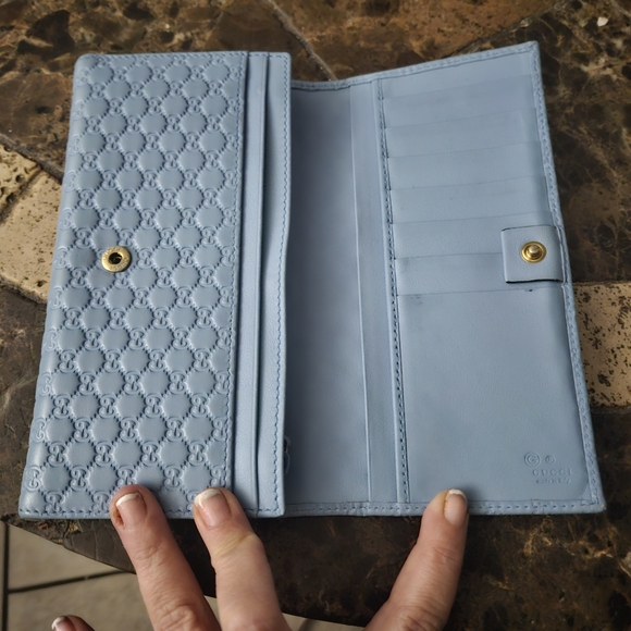 Gucci Microguccisimo  Leather Continental Flap Wallet in mineral blue - Picture 8 of 13